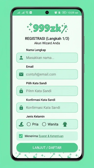 Tampilan halaman daftar 999zk