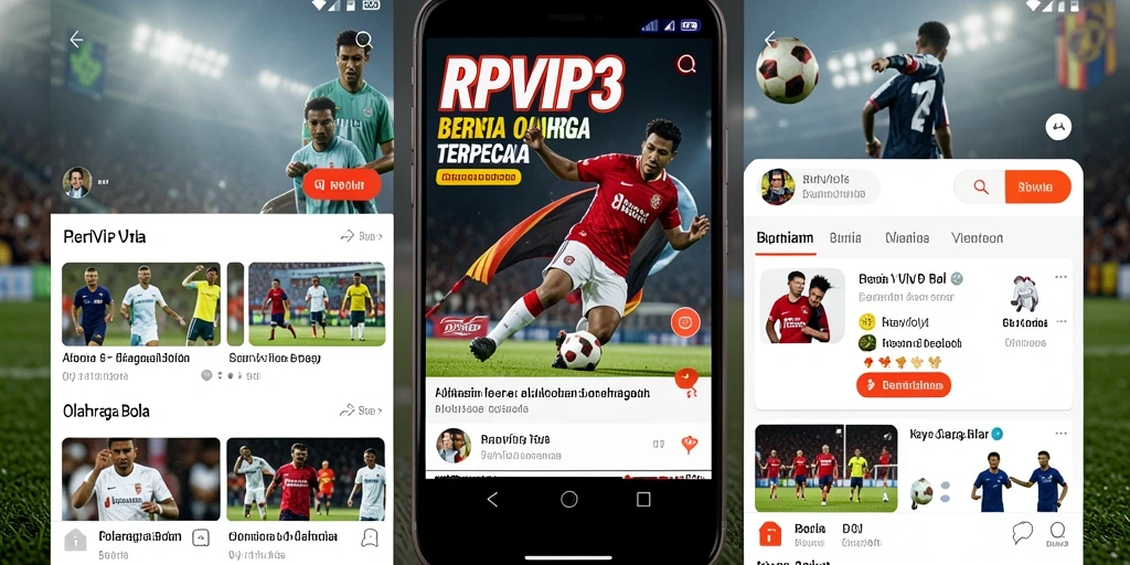 Antarmuka RPVIP3 menampilkan berita olahraga bola terbaru dan menarik.