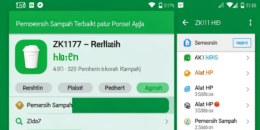 Tampilan antarmuka ZK1177 yang sederhana dan fungsional untuk membersihkan sampah.